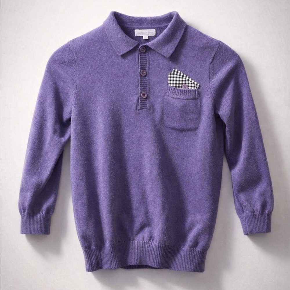 Kids Nicholas & Bear Polo Sweater with Checkered Pocket Square